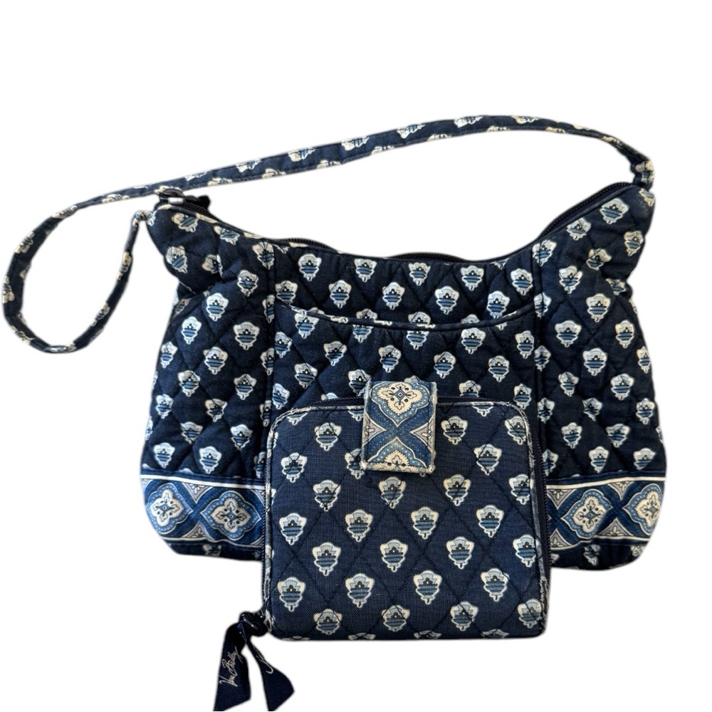 Vera Bradley Nantucket Navy Small Handbag With Matching Wallet!!